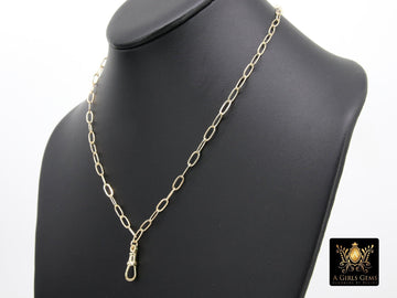 14 K Gold Filled Fob Swivel Clip Charm Chain Necklace, Watch Pendant Clip Choker